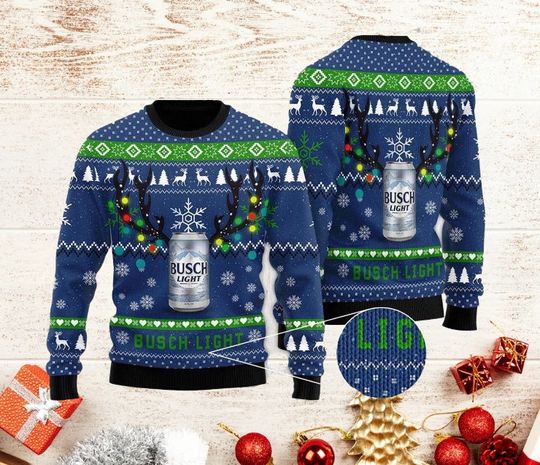 Discover Xmas Deer Light Beer 3D Printed Ugly Unisex Christmas Sweater