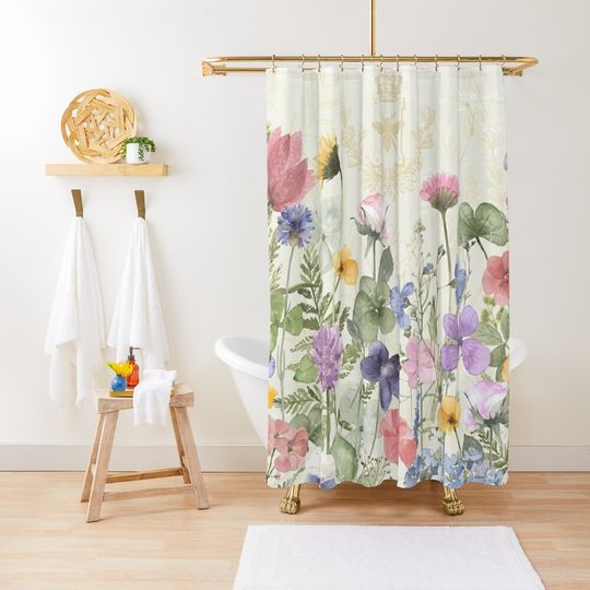 Discover Summer Honey Wild Garden Flowers Nature Floral art Shower Curtain