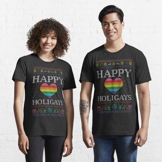 Discover Happy Holigays Ugly Christmas Sweater Lgbt Pride T-Shirt