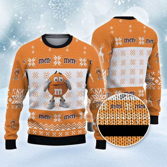 Discover M&M's Orange Ugly Sweater Snowy Night, Candy Loves ugly Gift