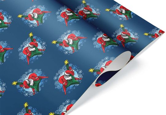 Discover Rock n Roll Guitar Santa Luxury Thick Wrapping Paper, Xmas Guitar Musical Holiday, Music Theme