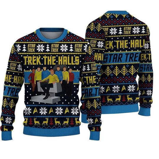 Discover Trek the Halls Ugly Knitted Christmas Sweatshirt