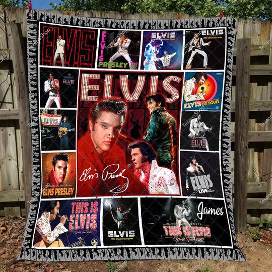Discover Personalized Elvis Presley Quilt Blanket, King Of Rock and Roll Fan Blanket