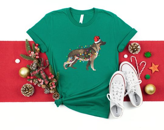 Discover Christmas Tree Lights German Shepherd Shirt