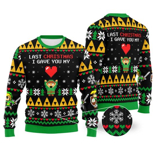 Discover The Legend Of Zelda Link Ugly Christmas Sweatshirt | Last Christmas Link Ugly Sweater