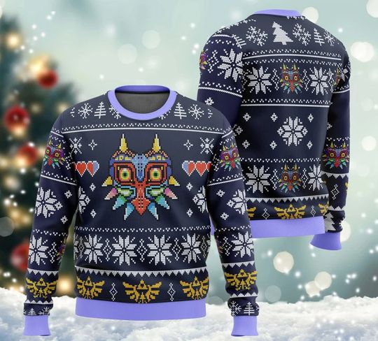 Discover Mask Pattern Of Legend Ugly Christmas Sweater, Funny Game Ugly Christmas Sweater