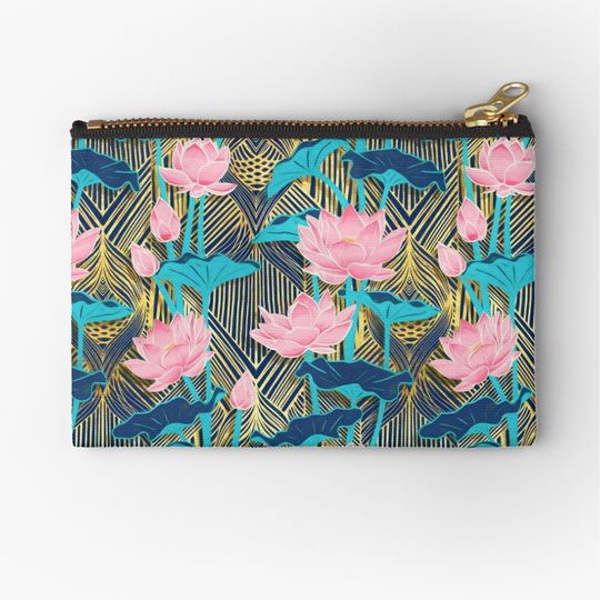 Discover Lotus Flowers Pattern Makeup Bag