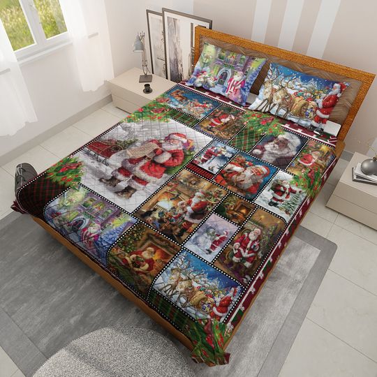 Discover Vintage Santa Claus Christmas Eve Bedding set