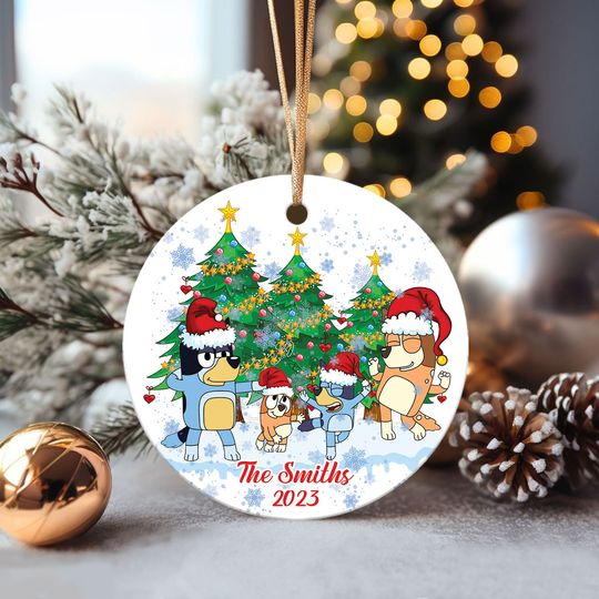 Discover Personalized Christmas Family BlueyDad Ornament,BlueyDad Christmas Ceramic