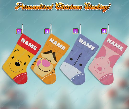 Discover Christmas Cartoon Stockings Custom Name, Personalized Christmas Stockings
