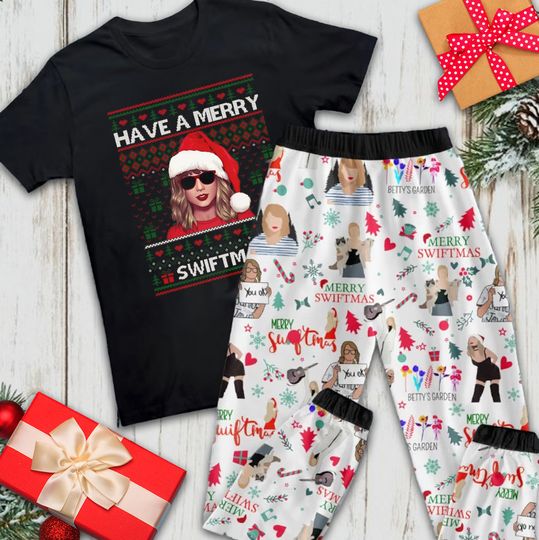 Discover Have A Merry Swiftmas Christmas Pajamas Set, Cute Taylorr Swifts Cat Merry Christmas Pajamas