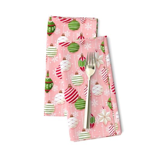 Discover Pink Baubles Vintage Ornaments Napkins