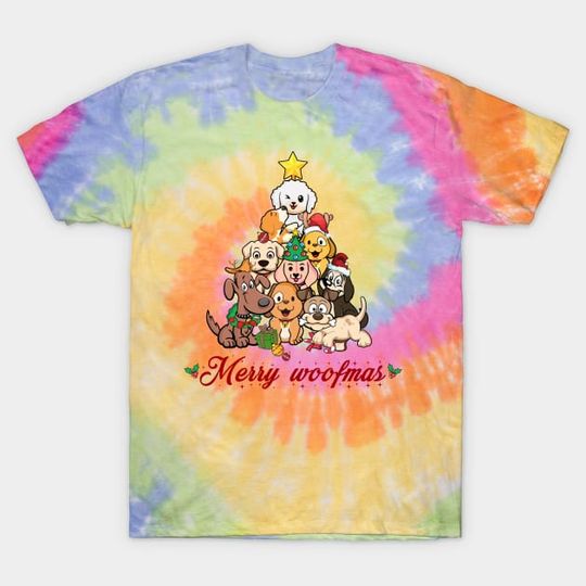 Discover Merry Woofmas Dog Lover Christmas Tie Dye T-Shirt