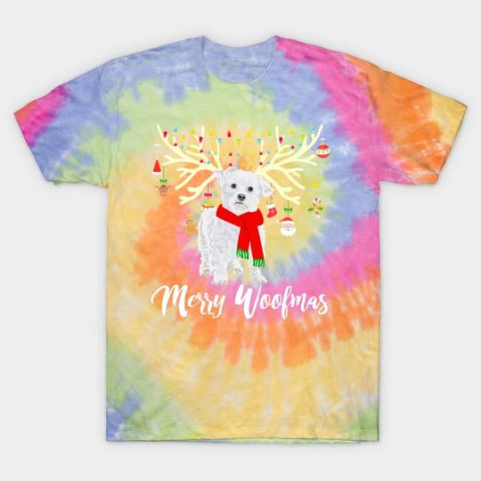 Discover Maltese Merry Woofmas Dog Lover Christmas Tie Dye T-Shirt