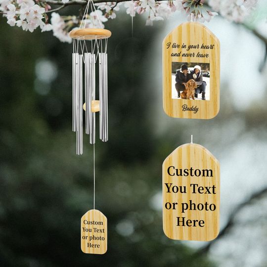 Discover Custom text picture Wind Chimes, Personalized Pet Memorial Gift Chimes