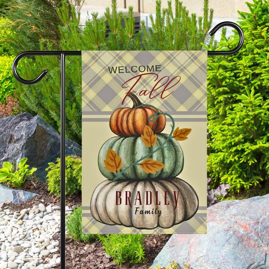 Discover Welcome Fall Pumpkin Outdoor Flag, Autumn Garden Flag