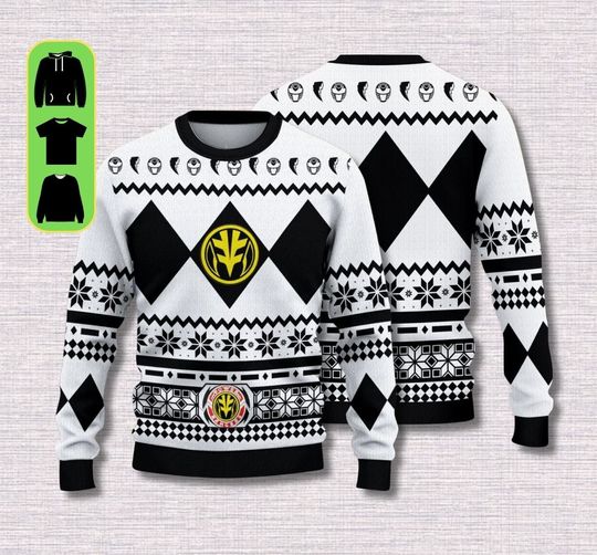 Discover Ugly Christmas Sweater, White Christmas Mighty Morphins Power