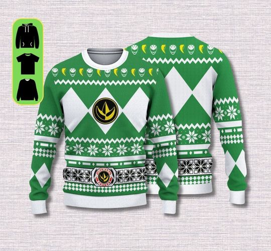 Discover Ugly Christmas Sweater, Mighty Morphin Green Power Ranger Ugly Christmas Sweater