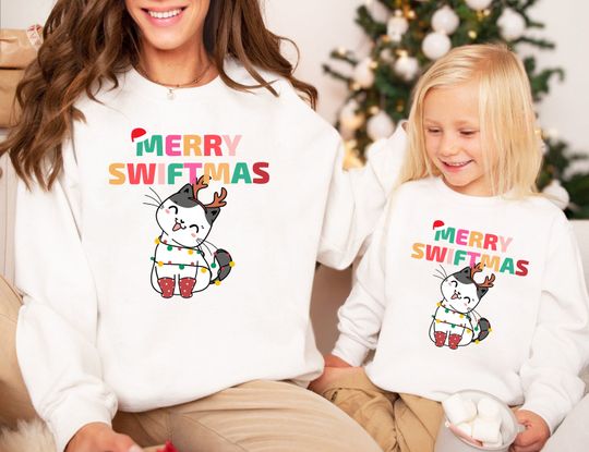 Discover Merry Swiftmas Cat Mom and Kids Sweatshirt, Tay.lo Kid Sweatshirt, Christmas Cat Classic Youth T-Shirt