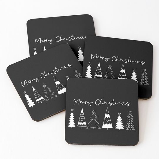 Discover Cute Merry Christmas trees - minimalist trees Christmas design white  Coasters