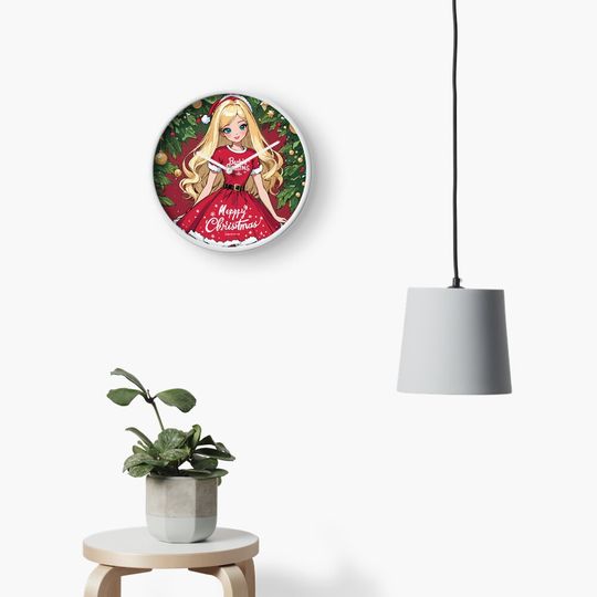 Discover Cute Barbie Christmas Greeting Card Clock