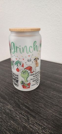 Discover funny character christmas frosted glass cup