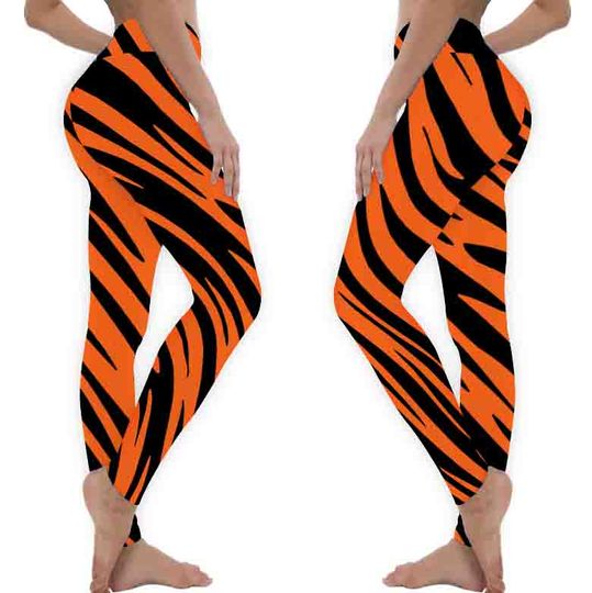 Discover Bengal Tiger Stripes Animal Print Orange & Black Cincinnati Leggings