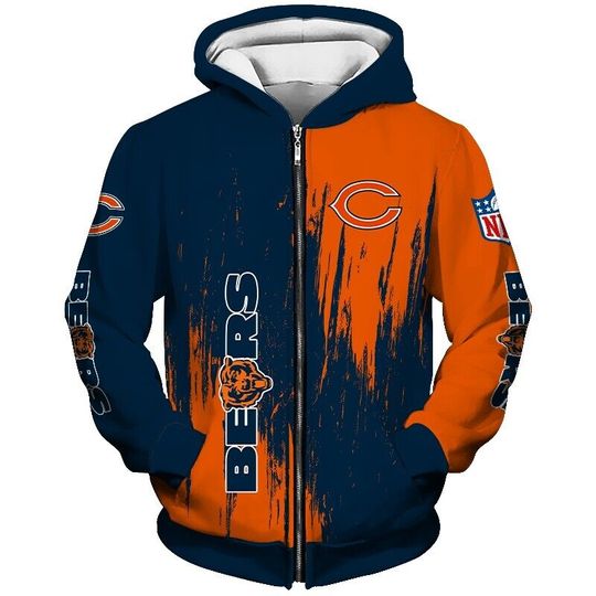 Discover Chicago Bears Football Hoodie, 3D Zip Hoodie