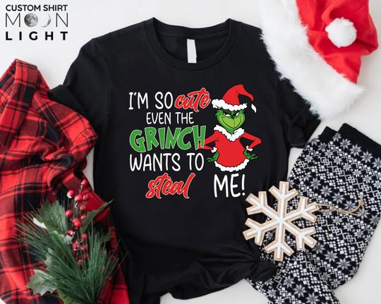 Discover I am So Cute Even funny character Wants To Steal Me T-Shirt,Christmas funny character Shirt, Christmas Gift, XMas Holiday Shirt