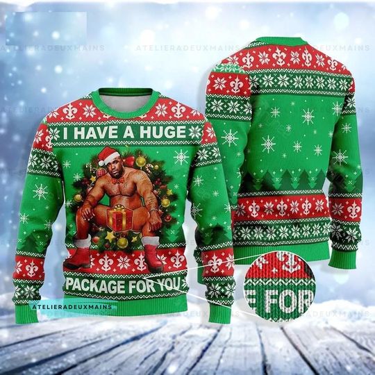Discover I Have A Big package Barry Wood Christmas Ugly Sweater, Barry Sitting On A Bed Big Package