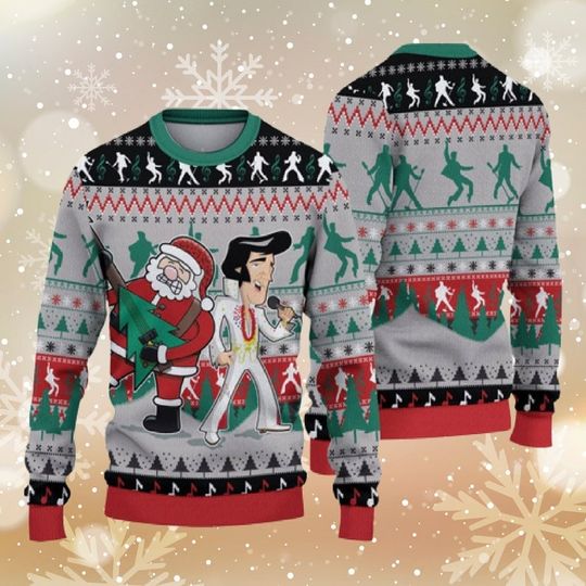 Discover Elvis Presley with Santa Christmas 2023 Ugly Sweater