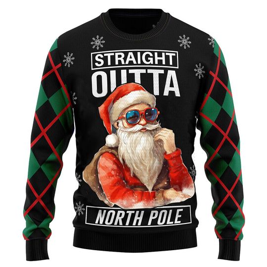 Discover Santa Claus Straight Outta North Pole Christmas Sweater 3D