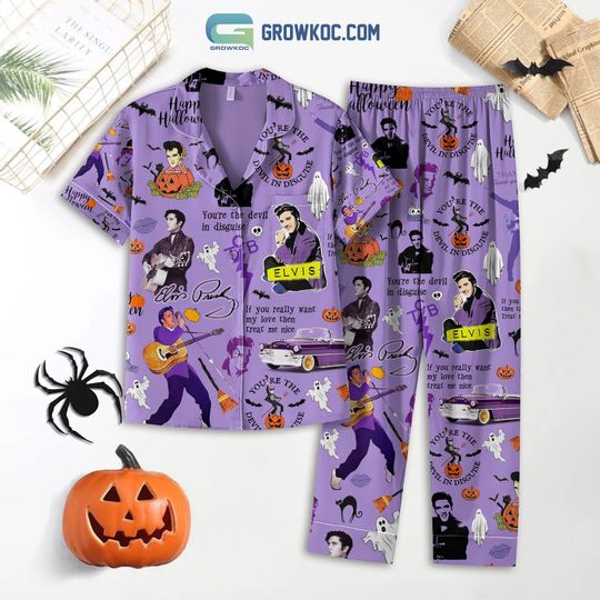 Discover Elvis Presley You're The Devil In Disguise Happy Halloween Pajamas