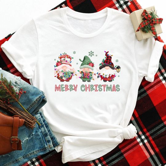 Discover Watercolor Christmas Gnomes Shirt, Cute Christmas