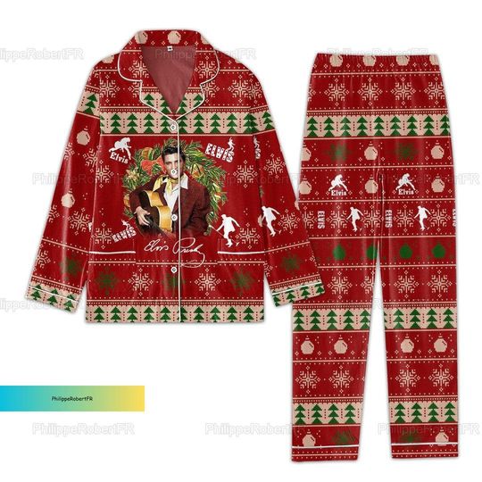 Discover Christmas Elvis Presley Pajamas, Elvis Presley Pajamas, Elvis King Of Rock Pajamas