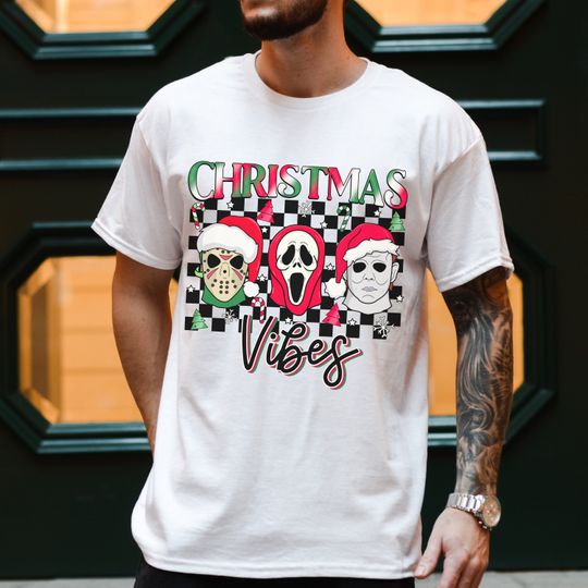 Discover Horror Christmas Vibes T-shirt, Spooky Christmas