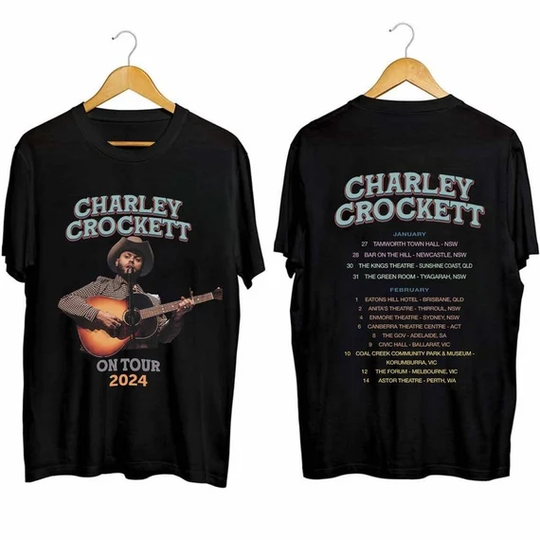 Discover Charley Crockett 2024 Music Tour Black T-Shirt Gift Fans