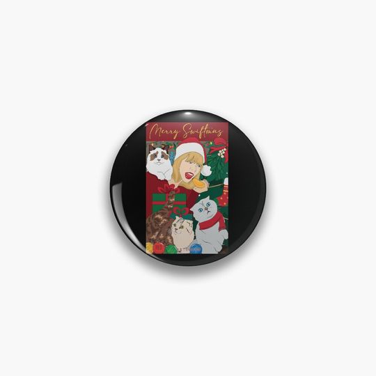 Discover Merry Swiftmas with cat Pin