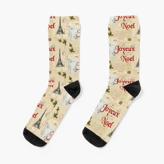 Discover Paris Joyeux Noel Vintage Christmas Socks