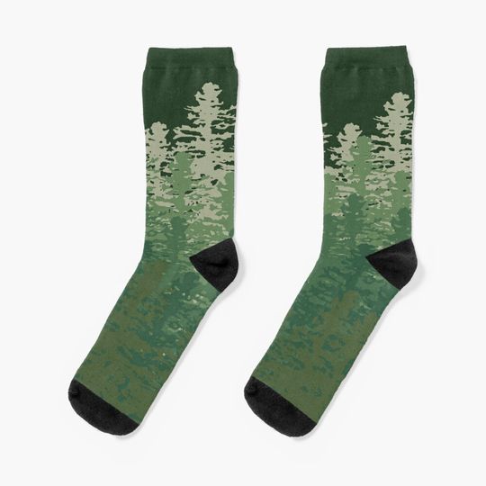 Discover Forest PINE tree pattern Socks