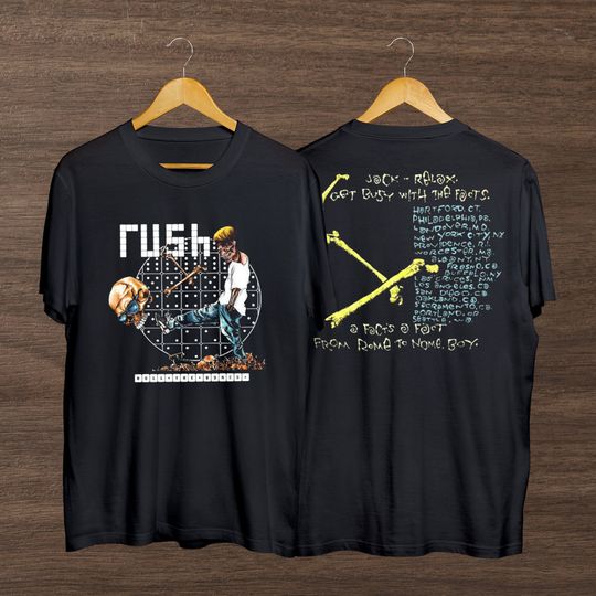 Discover 1991 Rush Rock Band Rolling the Bones Pushead Deadstock Tour 1991 T-Shirt