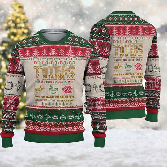 Discover Taters Potatoes Ugly Christmas Sweater, Xmas S
