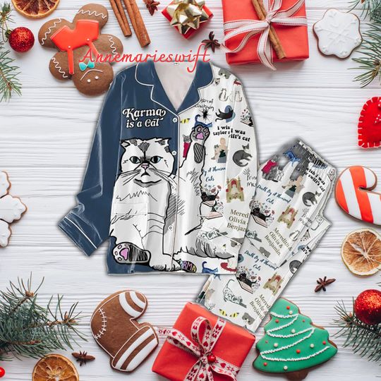 Discover TS Karma Is Cat Pajamas Set For Kid And Adult| 1989 Cat Christmas Pajamas