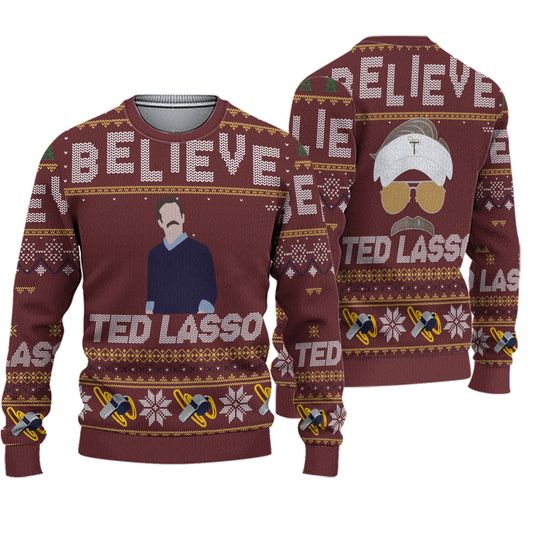 Discover Believe Team Ted Lasso Ugly Christmas Sweater