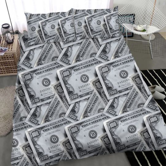 Discover Money Dollar Print Bedding Set
