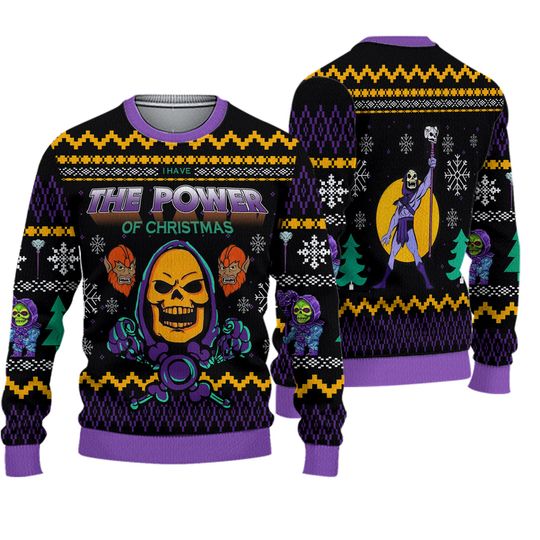 Discover The Power of Christmas Skeletor Ugly Christmas 3D Sweater
