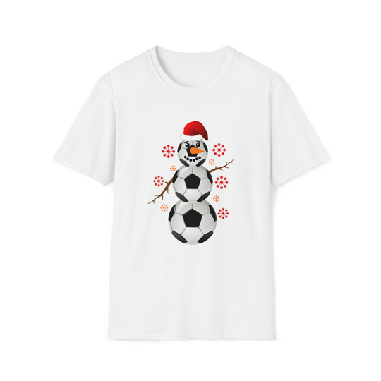 Discover Merry Christmas Football Made Snowman T-Shirt Soccer Lover Xmas Tee