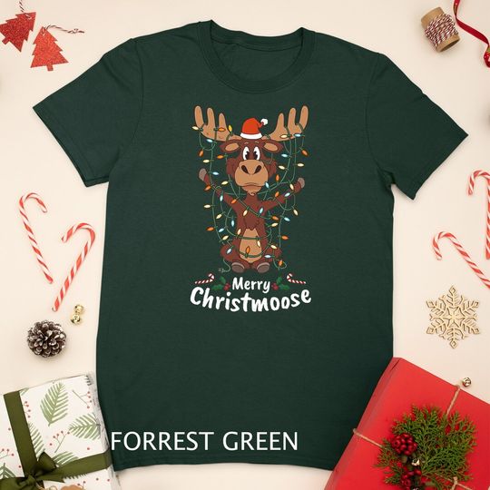 Discover Merry Christmoose Christmas Moose Xmas Tree Lights Gift Unisex T-shirt