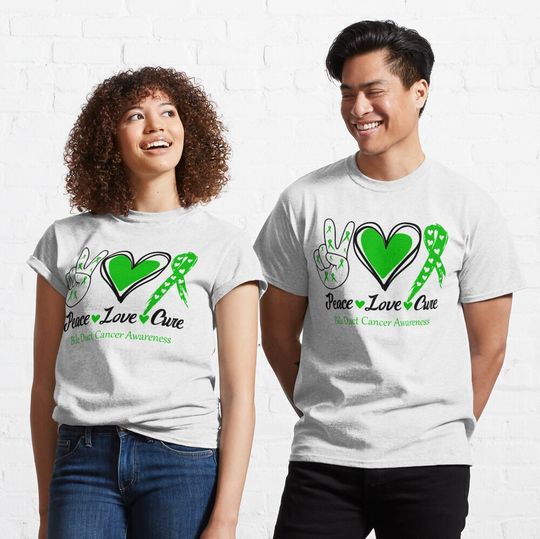 Discover Peace Love Cure Bile Duct Cancer Awareness Classic T-Shirt