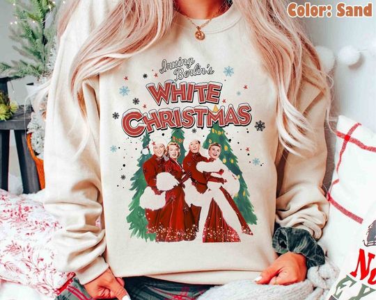 Discover Vintage White Christmas Sweatshirt, Christmas Movie Shirt